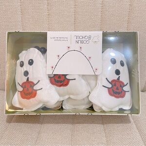 NEW‎ Goblin & Ghoul Halloween Embroidered Ghost with Black Beads 6 ft Garland